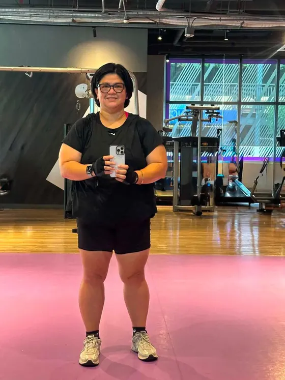Same client now training independently at the gym