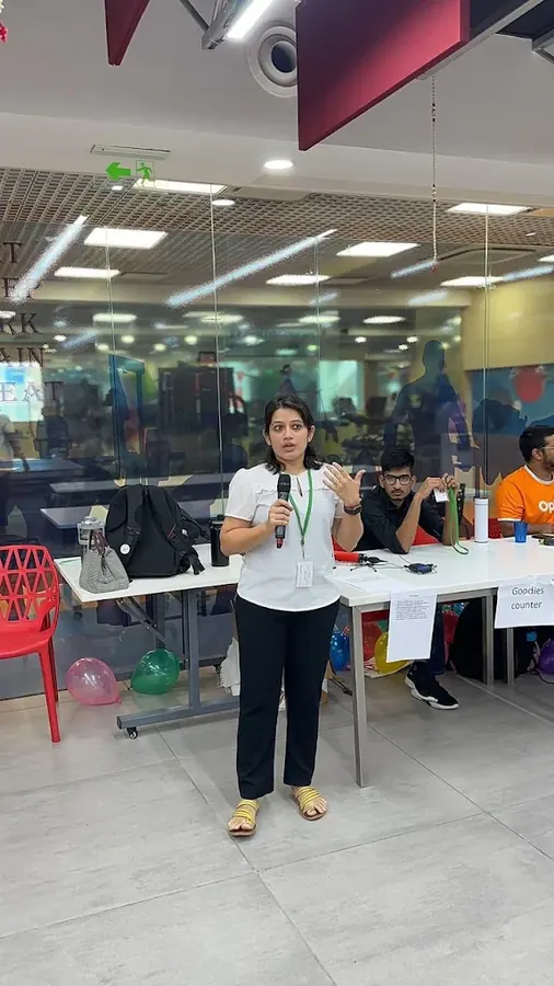 Megha delivering a corporate nutrition seminar